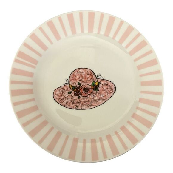 WCL set of four dessert striped with hats serving plates 7.5” diameter - Picture 3 of 6